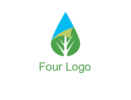 water drop with leaf and folded corner logo