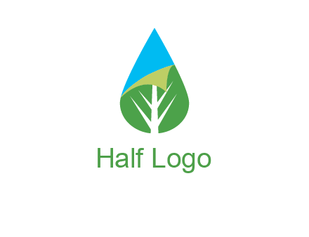 water drop with leaf and folded corner logo