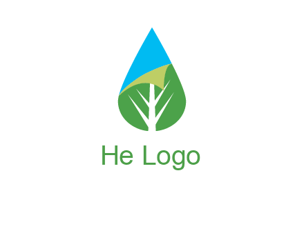water drop with leaf and folded corner logo