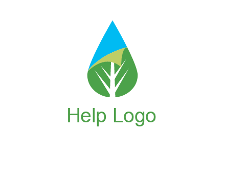 water drop with leaf and folded corner logo