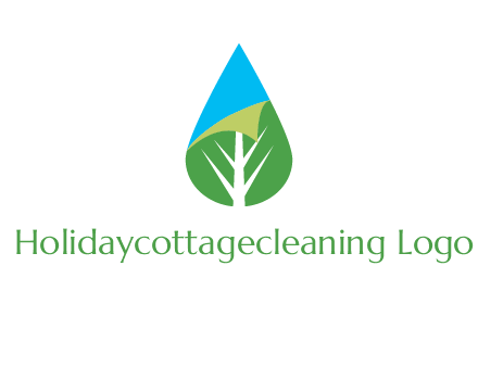 water drop with leaf and folded corner logo