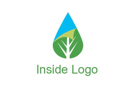 water drop with leaf and folded corner logo