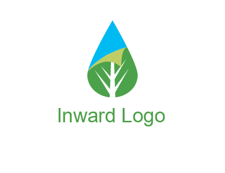 water drop with leaf and folded corner logo