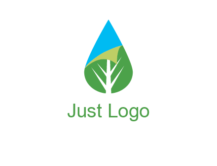 water drop with leaf and folded corner logo