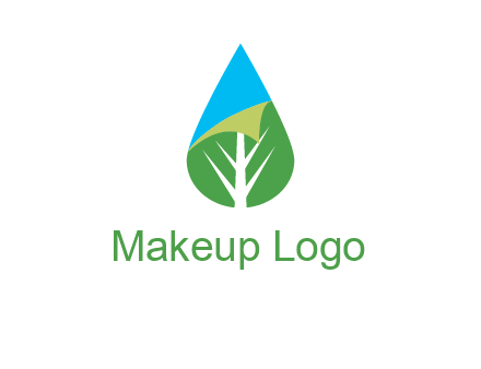 water drop with leaf and folded corner logo
