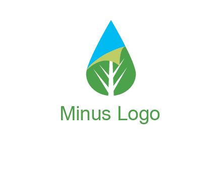 water drop with leaf and folded corner logo