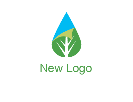 water drop with leaf and folded corner logo