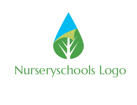 water drop with leaf and folded corner logo