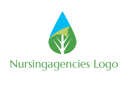 water drop with leaf and folded corner logo