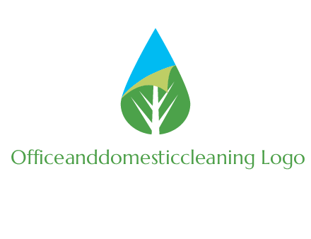 water drop with leaf and folded corner logo