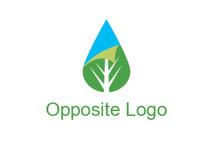 water drop with leaf and folded corner logo
