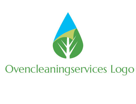 water drop with leaf and folded corner logo