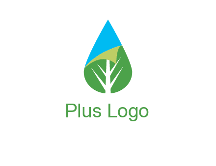 water drop with leaf and folded corner logo