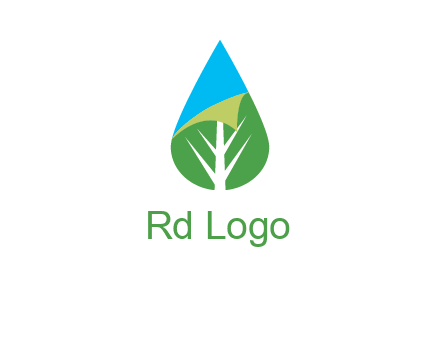 water drop with leaf and folded corner logo