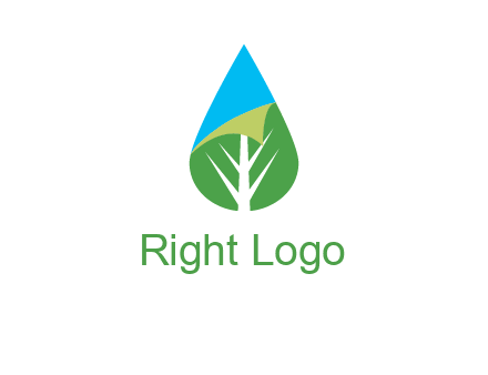 water drop with leaf and folded corner logo