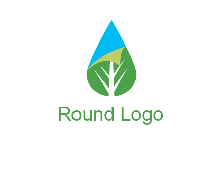 water drop with leaf and folded corner logo