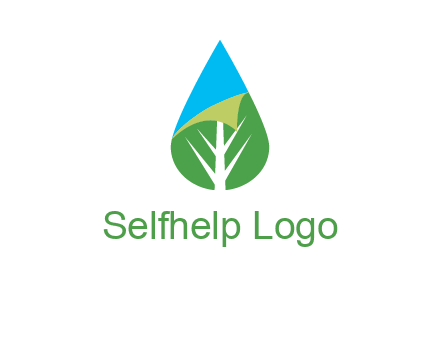 water drop with leaf and folded corner logo