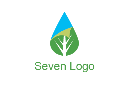 water drop with leaf and folded corner logo