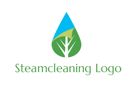 water drop with leaf and folded corner logo
