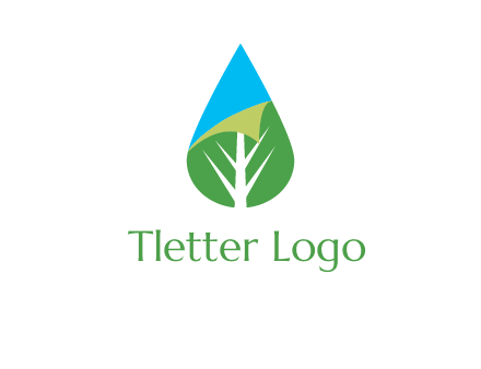 water drop with leaf and folded corner logo