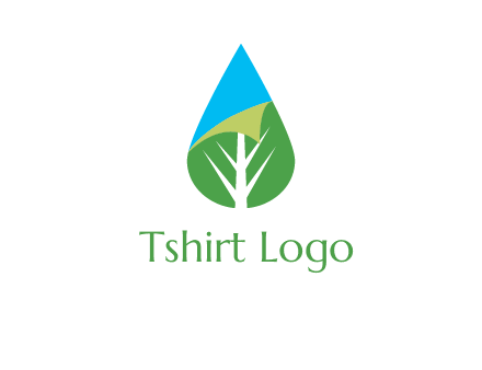 water drop with leaf and folded corner logo