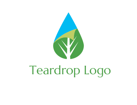 water drop with leaf and folded corner logo