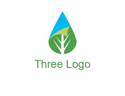 water drop with leaf and folded corner logo