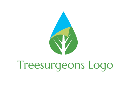 water drop with leaf and folded corner logo