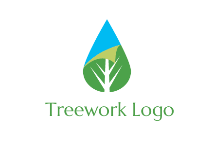 water drop with leaf and folded corner logo