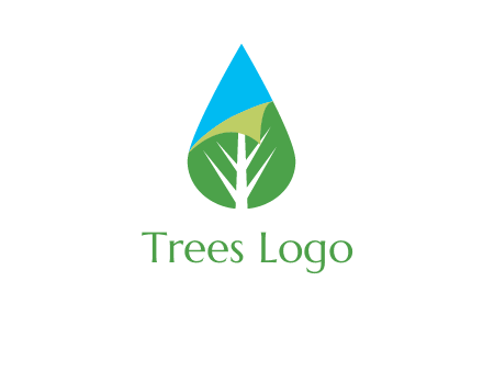 water drop with leaf and folded corner logo