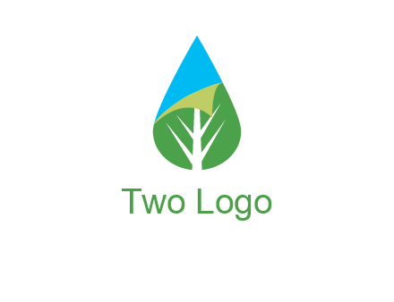water drop with leaf and folded corner logo