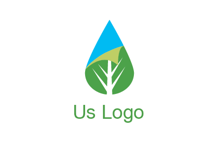 water drop with leaf and folded corner logo