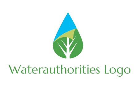 water drop with leaf and folded corner logo