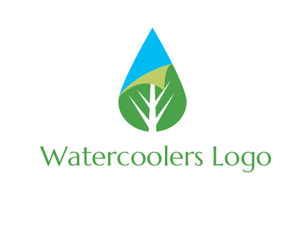 water drop with leaf and folded corner logo