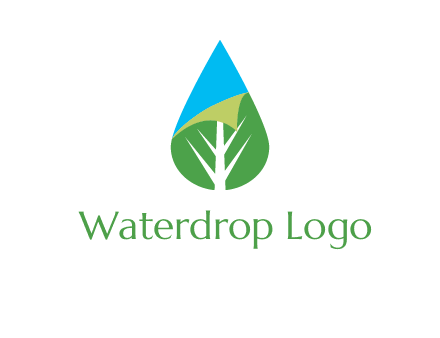 water drop with leaf and folded corner logo