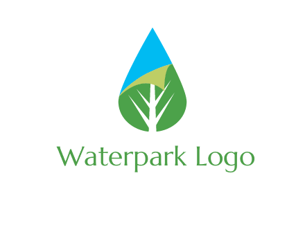 water drop with leaf and folded corner logo