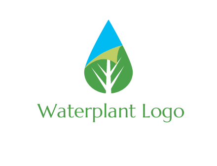 water drop with leaf and folded corner logo
