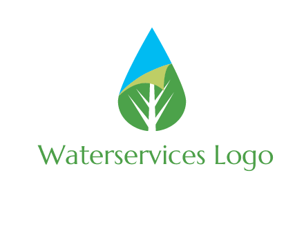 water drop with leaf and folded corner logo