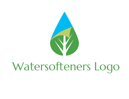 water drop with leaf and folded corner logo