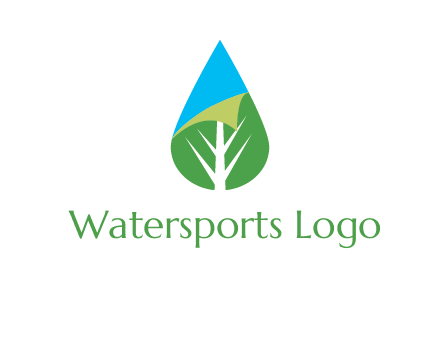 water drop with leaf and folded corner logo