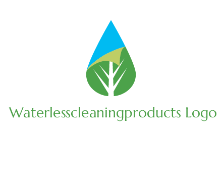 water drop with leaf and folded corner logo
