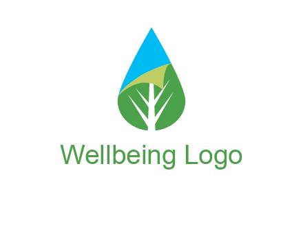 water drop with leaf and folded corner logo