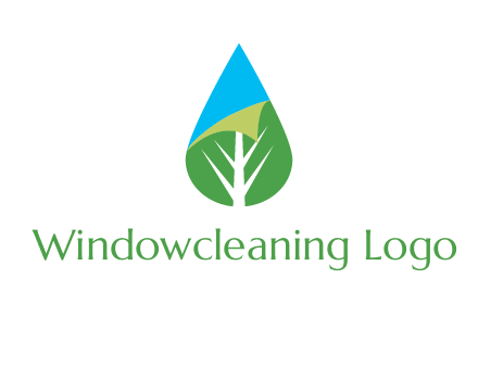 water drop with leaf and folded corner logo