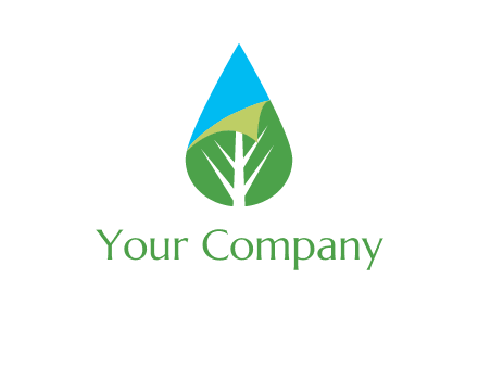 water drop with leaf and folded corner logo