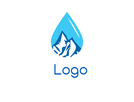 mountains in water drop logo