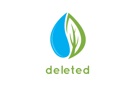 abstract leaf merged with water drop icon