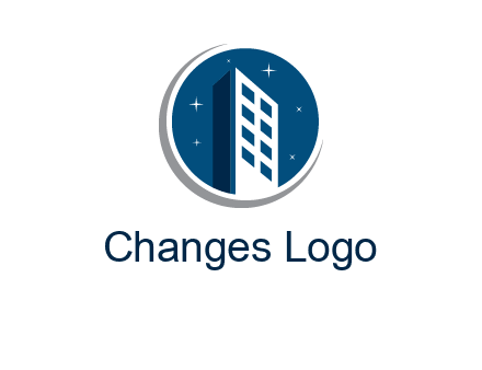 building with shining stars in circle with swoosh logo