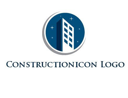 building with shining stars in circle with swoosh logo