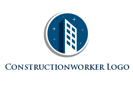 building with shining stars in circle with swoosh logo