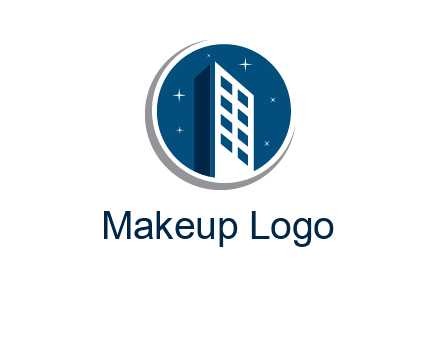 building with shining stars in circle with swoosh logo